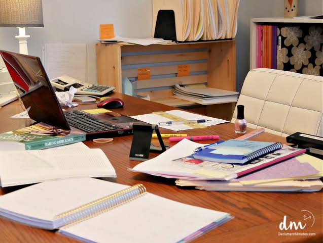 Cluttered Home Desks - Organize Papers for Better Focus