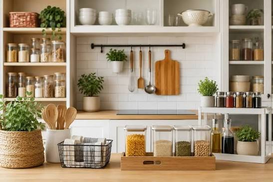Cluttered Kitchen Shelves – Group Items for Faster Access post thumbnail image